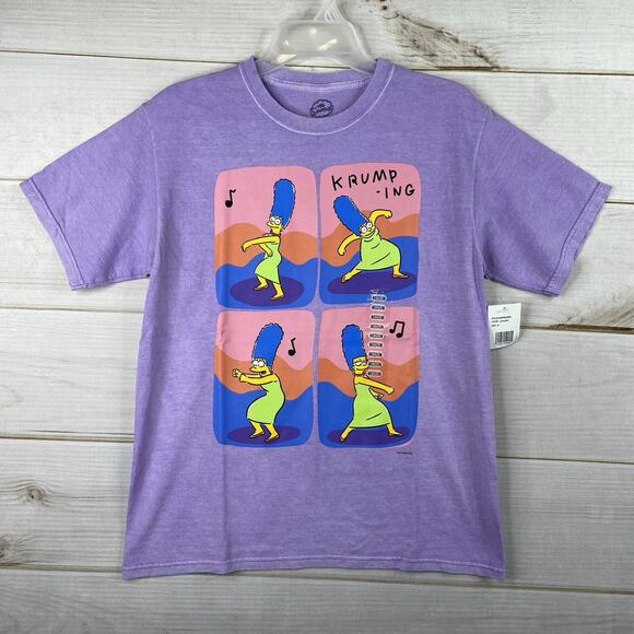 The Simpsons T-Shirt Womens M Purple Marge Krumping Dancing Short Sleeve NWT - Picture 1 of 6